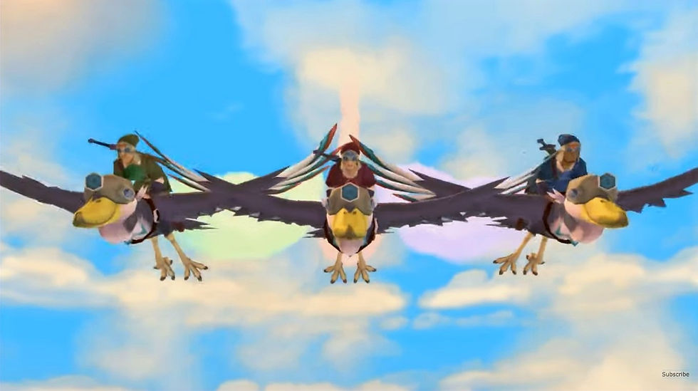 Three knights of skyloft start the wing ceremony.