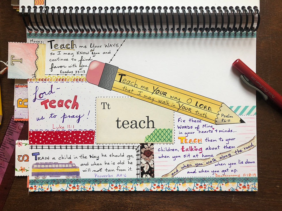 T is for Teach page in ABC Bible Quilt Journal