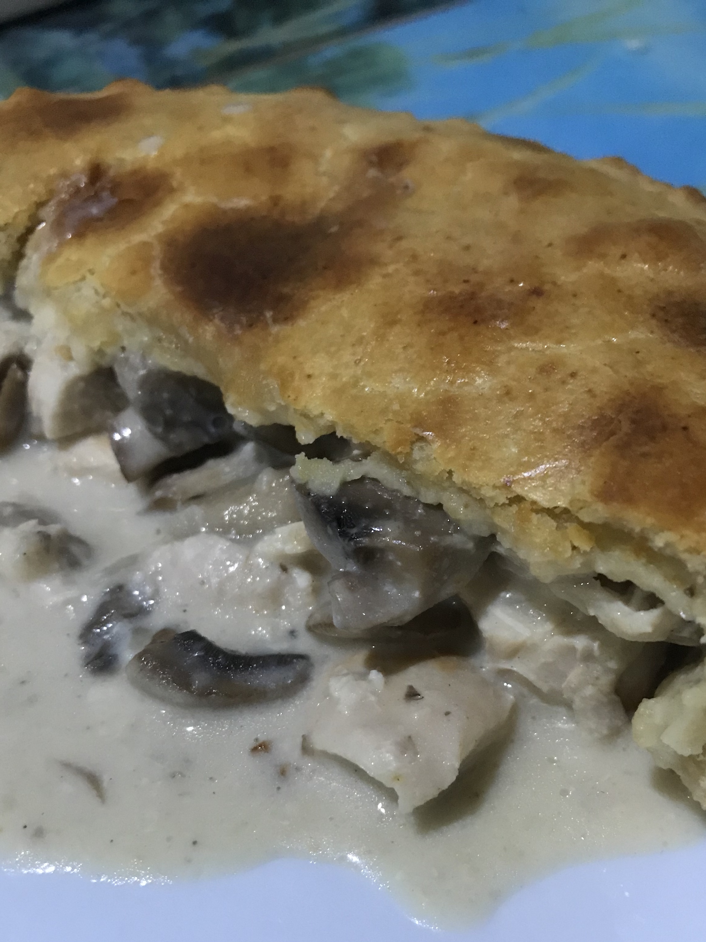 Chicken and mushroom "puff" pastry pie content media