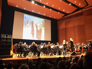 Sharon performing her piece "Hurroyah- wind in my hair" with the 'Orchestra Moderne'