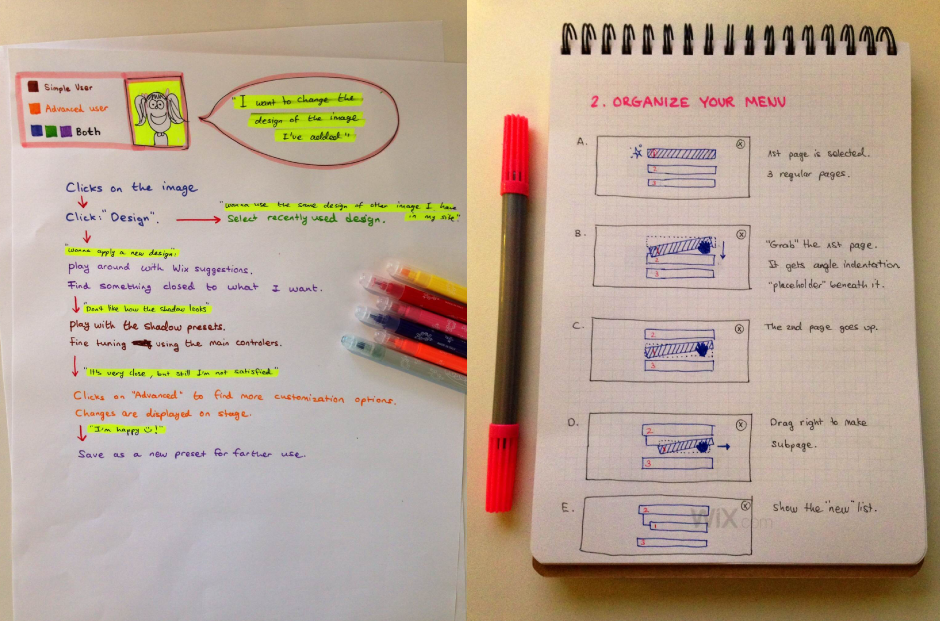 UX design user flows hand-drawn sketch