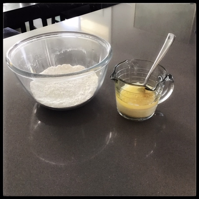Dry ingredients and wet for scones