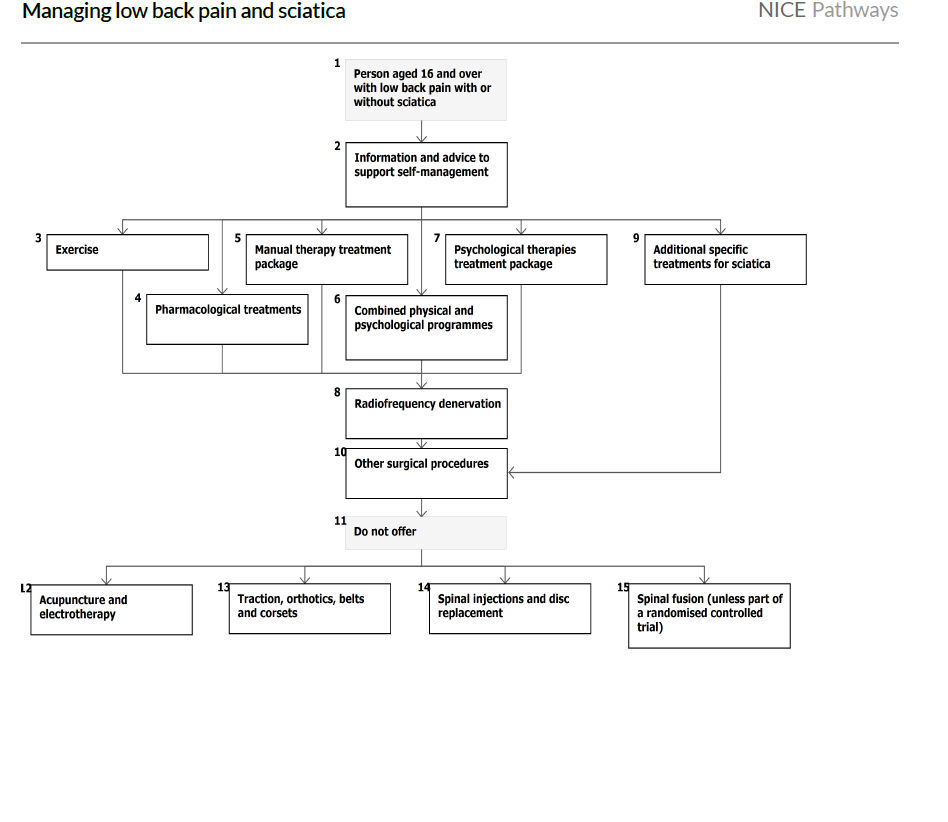 NICE guidelines for low back pain management 2017 OMTA