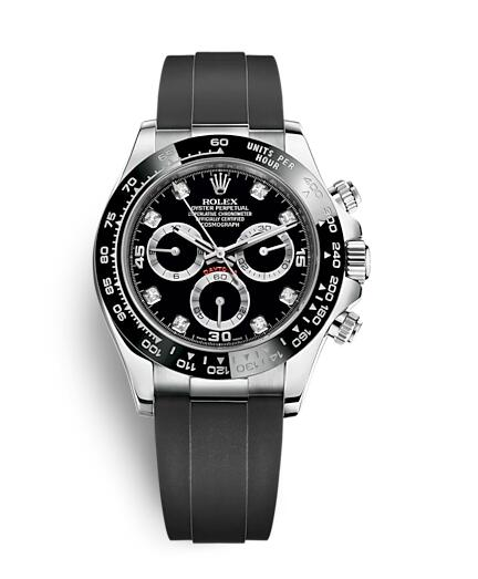 Rolex Watches Cosmograph Daytona 116519LN-0025 White Gold - Black Dial - Rubber Bracelet content media