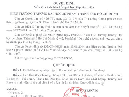DS SV bị cảnh báo kết quả học tập