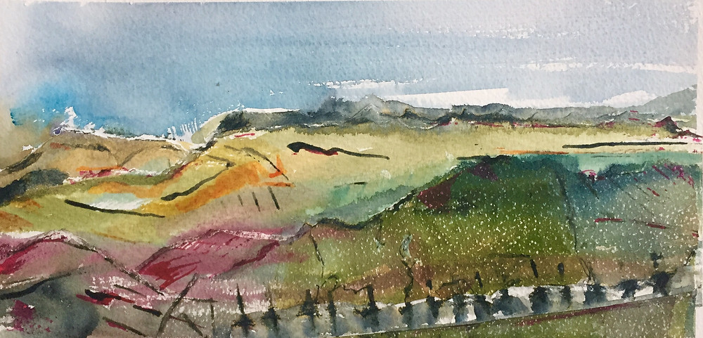 Watercolour torn paper collage and ink on 600g watercolour paper!