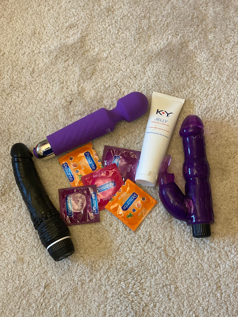 dildos; vibrator; lube; condoms