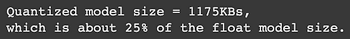 Quantized model size result