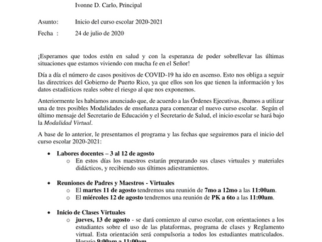 Inicio de curso escolar 2020-2021 (Actualizado)