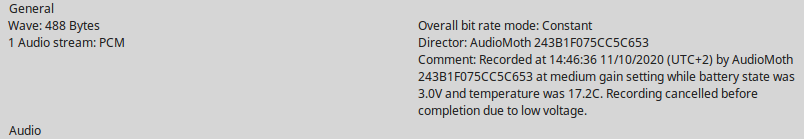 Recording cancelled due to low voltage content media