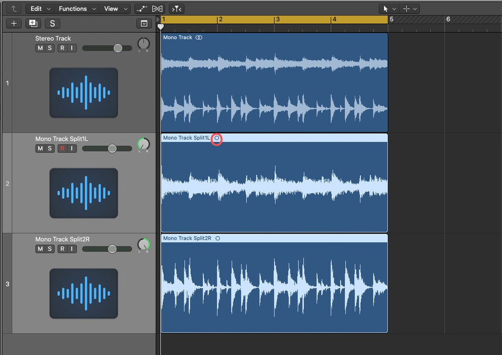 How to split a Stereo track into two mono tracks in Logic Pro X
