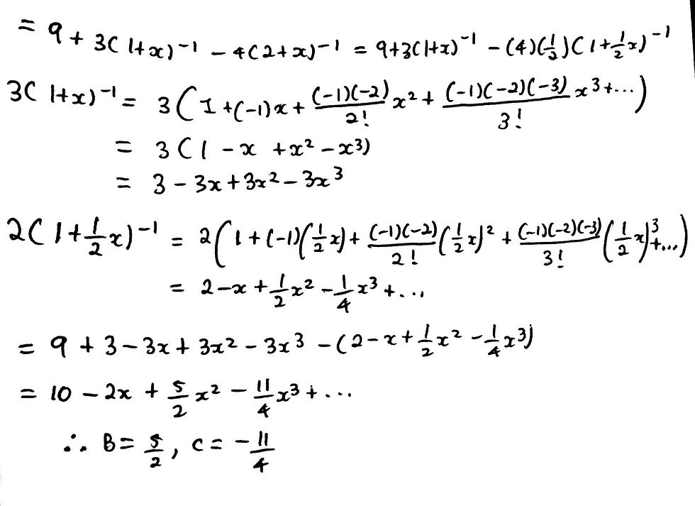 An image showing how to calculate the relevant binomial expansion.