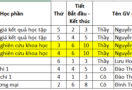 Thông báo đổi phòng học (từ 11/03/2019)