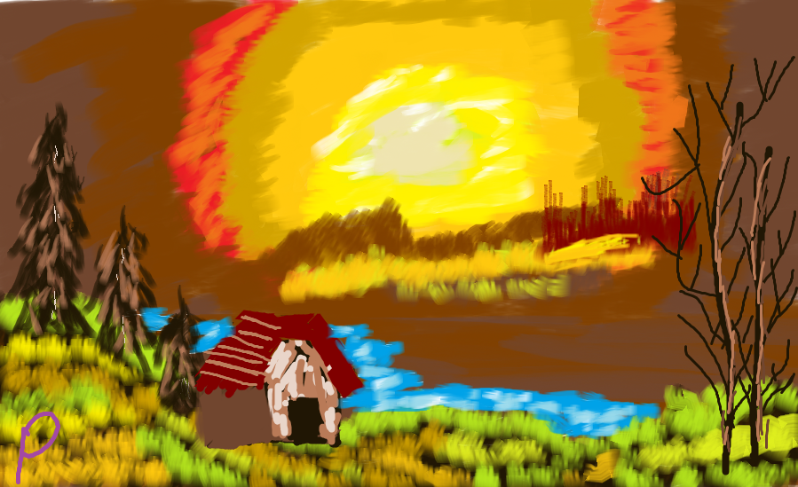 M.S. Paintings - April 2021 - Evening Glow w/ River content media