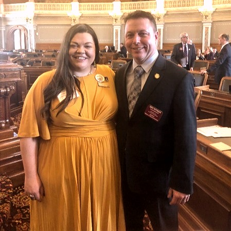 Ms. Tabatha Rosproy, Kansas Teacher of the Year and National Teacher of the Year candidate, with Rep. Pittman on House floor.