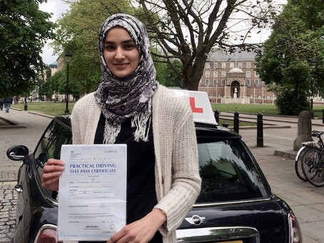Congratulations Zaheema on passing your driving test so well.