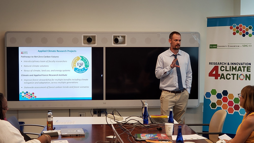 Mr. Justin Heavey of the State University of New York's College of Environmental Science and Forestry presents on the application of research to SDG 13.