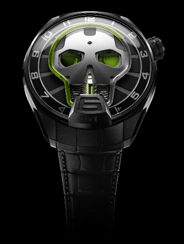 HYT Skull Green Eye Black DLC Titanium 151-TD-41-GF-AB content media