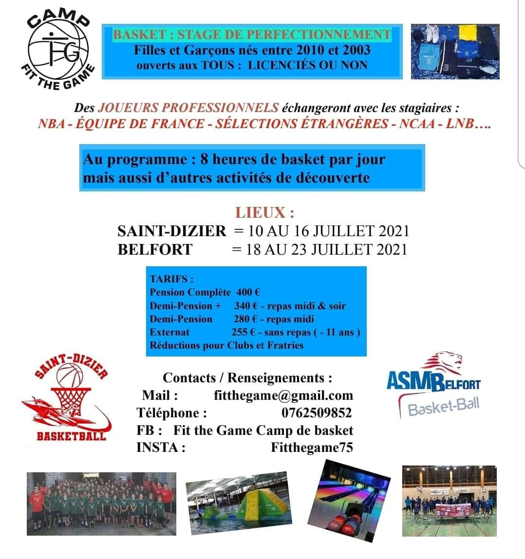 CAMP FIT THE GAME À ST DIZIER ET A BELFORT 2021 content media