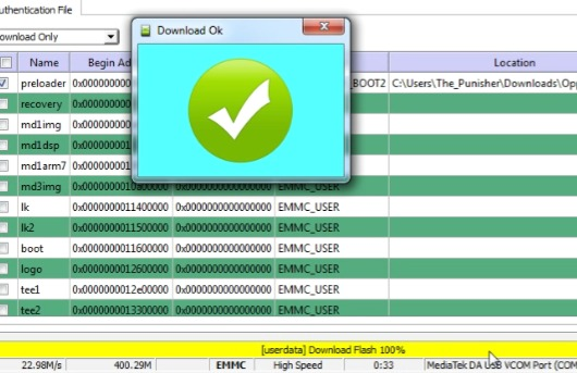 Sp Flash Tool FLashing Done