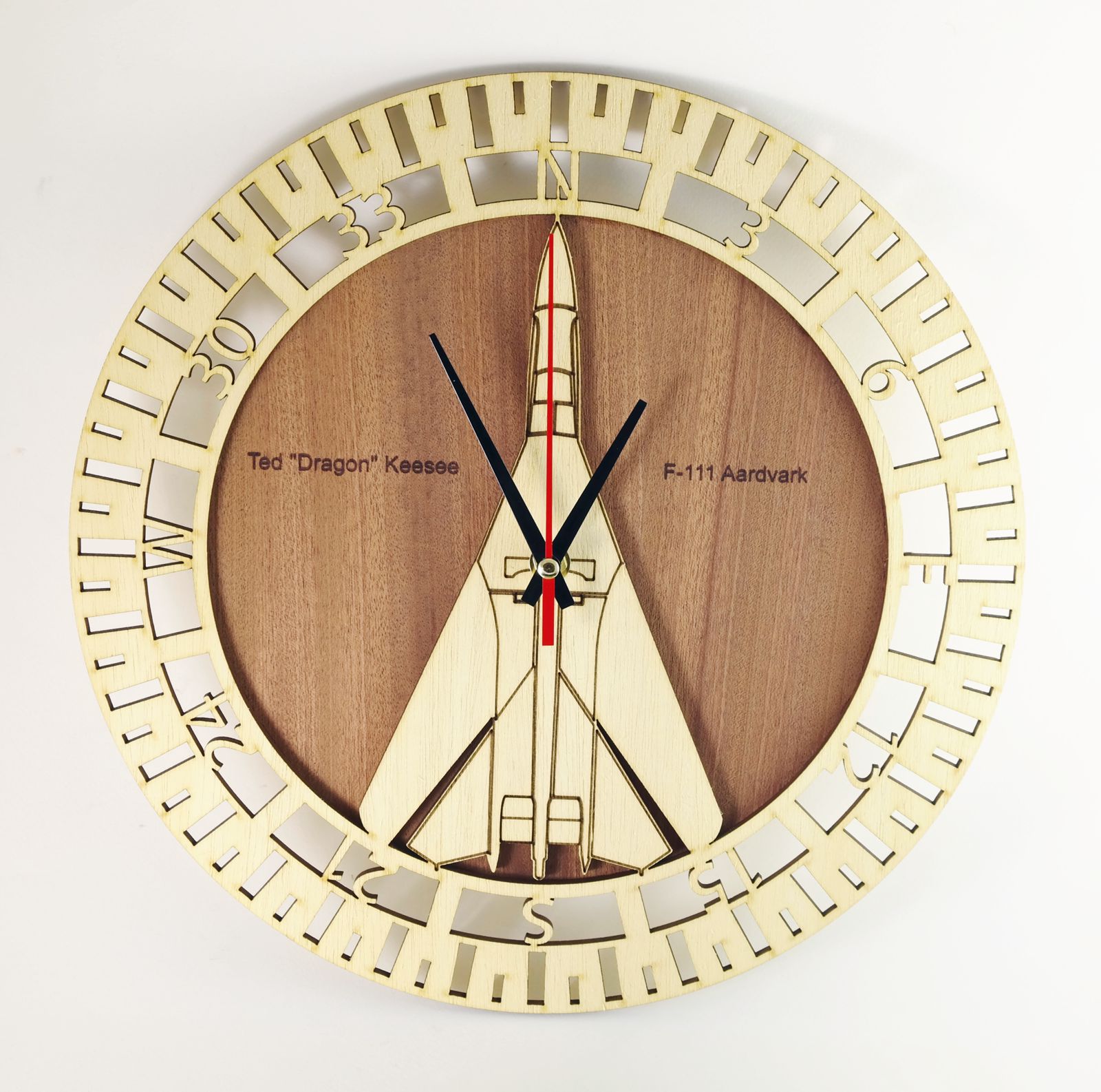 F-111 Aardvark wooden wall clock content media