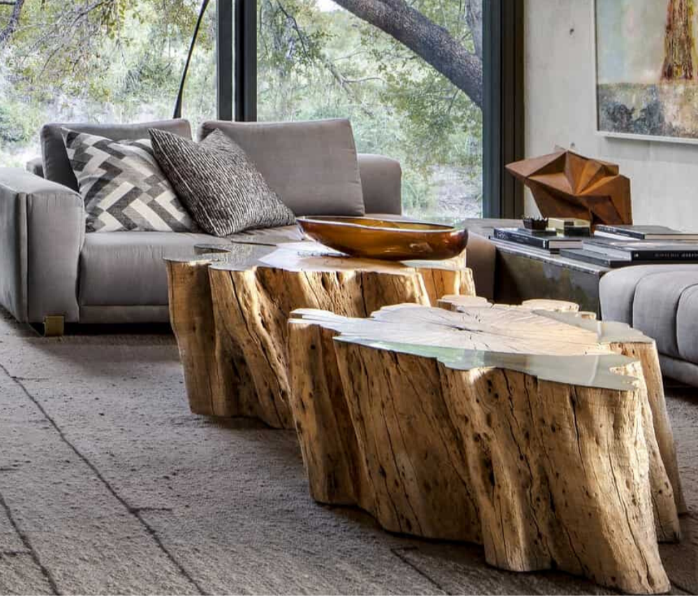 tree trunk table for organic interior designs. lakkadworks