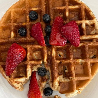 homemade waffles with extra protein