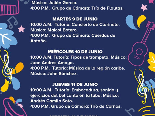 PROGRAMACIÓN BANDA MUNICIPAL DE MANIZALES - SEMANA DEL 8 AL 12 DE JUNIO