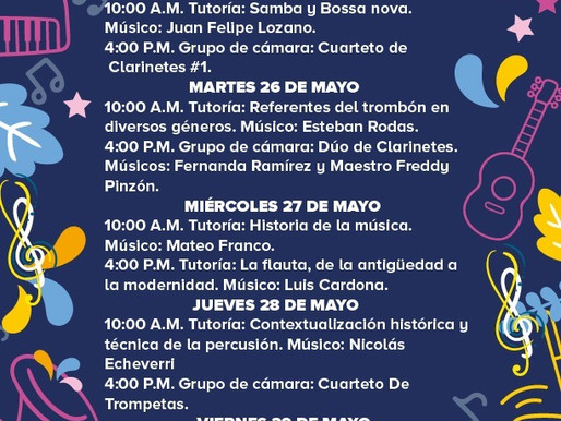 PROGRAMACIÓN BANDA MUNICIPAL DE MANIZALES - SEMANA DEL 25 AL 29 DE MAYO
