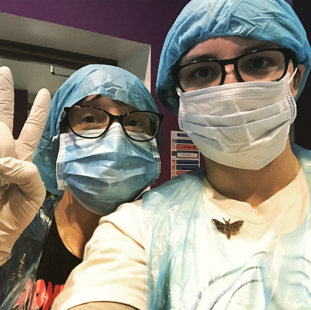 Me and my mum in our PPE, ready for the first dissection!