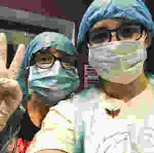 Me and my mum in our PPE, ready for the first dissection!