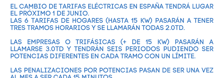 NUEVA NORMATIVA 1 DE JUNIO 2021 DE ELECTRICIDAD. INFÓRMATE SIN COMPROMISO.
AJUSTAMOS TU NEGOCIO PARA QUE NO PAGUES DE MÁS. 655594056