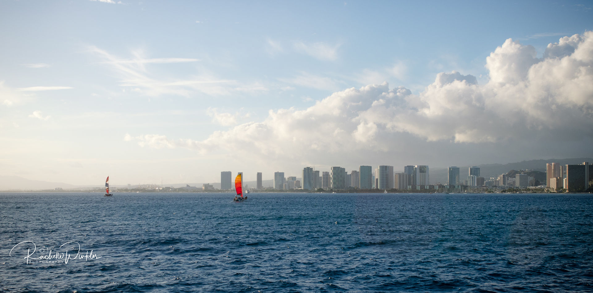 View of honolulu skyline from the ocean