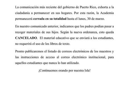 Aviso importante (15 de marzo)