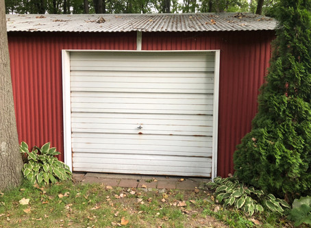 Todays before n after on a shed door