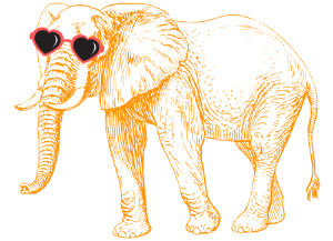 Elephant, Heart Sunglasses, Funky, Cute