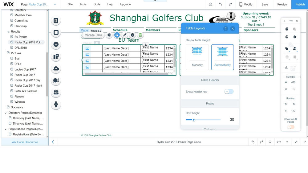 Tables which do not automatically resize Velo by Wix