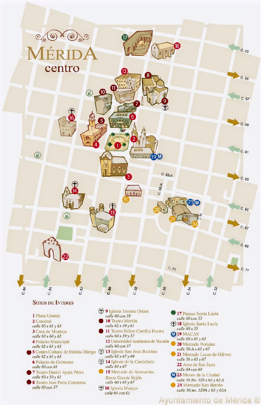 mapa del centro de merida yucatan