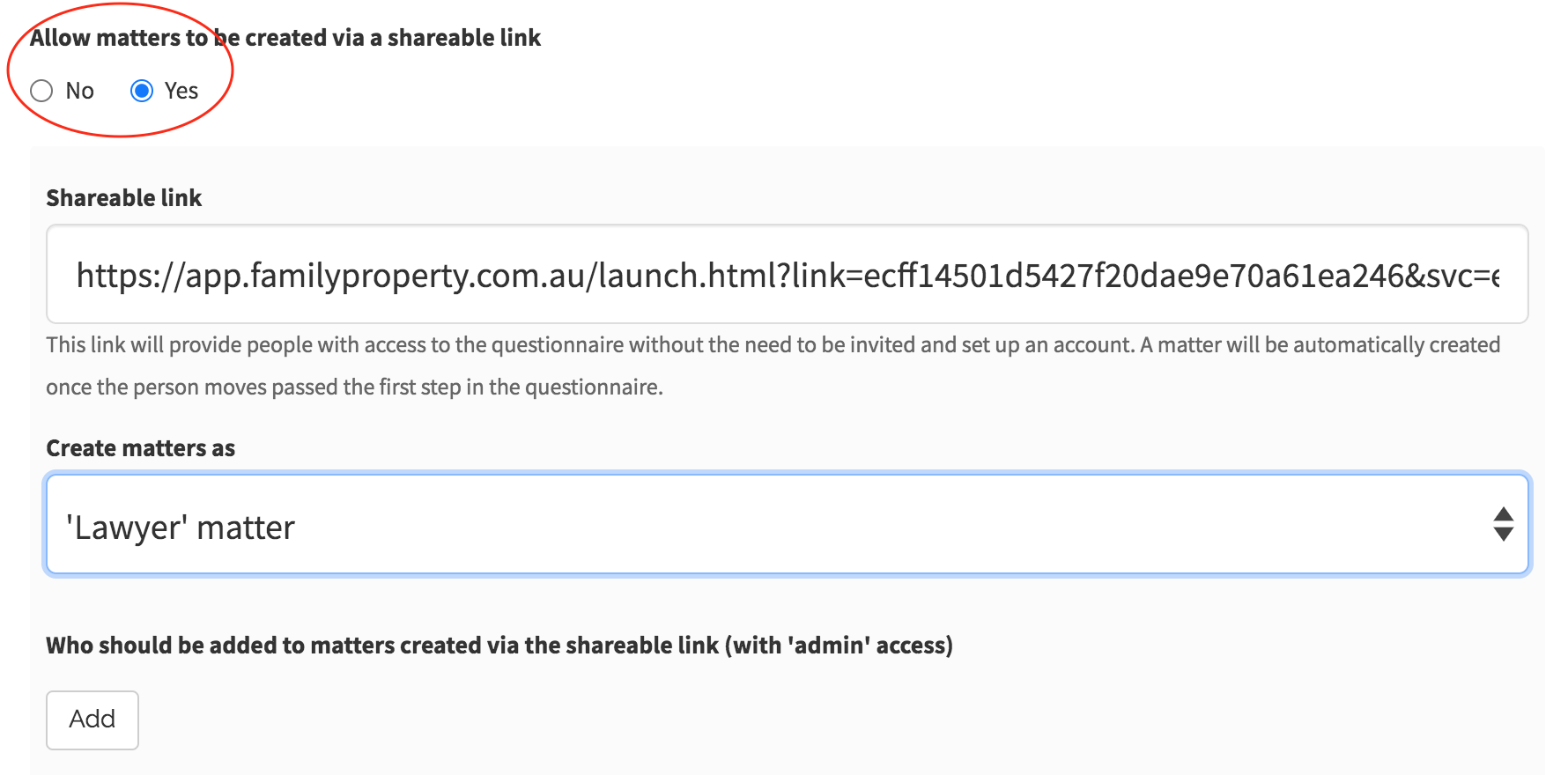 Using the Questionnaire Link in emails or on your website content media