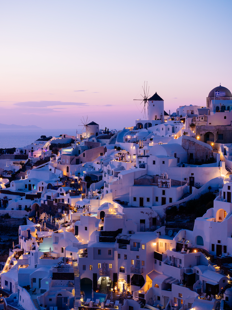 Santorini island Greece OIA at night