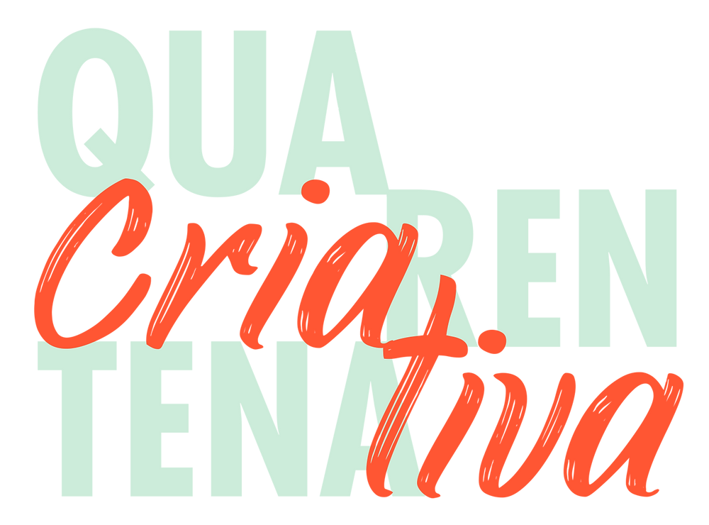 Logotipo da ação social Quarentena Criativa, desenvolvida pela editora Palavra Bordada, com a palavra Quarentena escrita em verde e em letras maiúsculas, e a palavra Criativa escrita em vermelho e em letras minúsculas