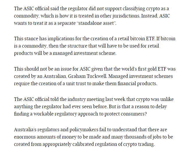 Bitcoin ETF article on the AFR content media
