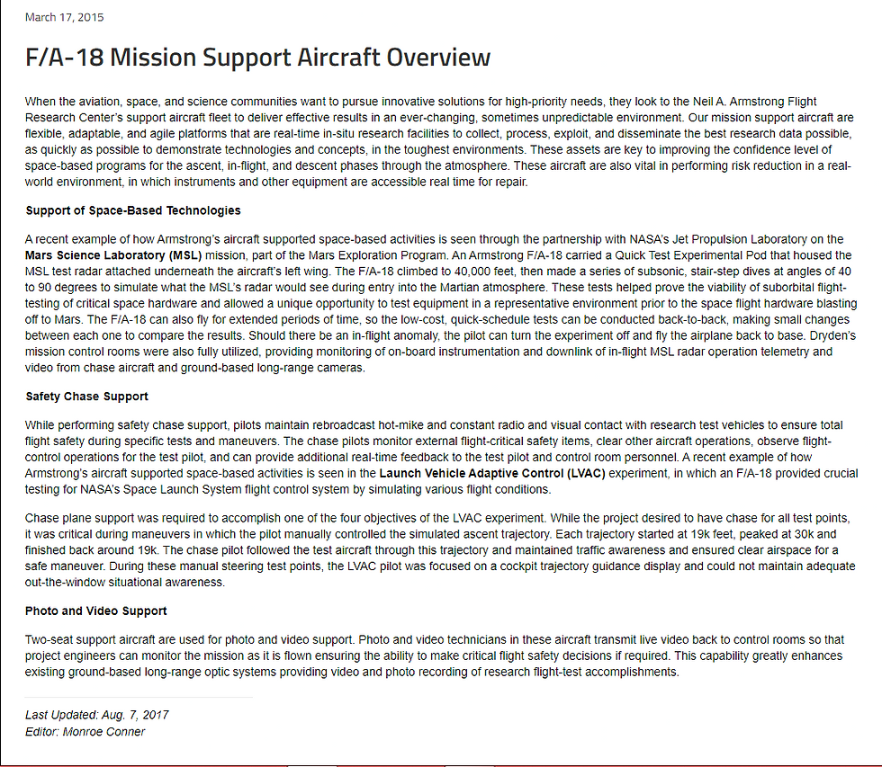 NASA F18H F/A-18 Hornet Modified