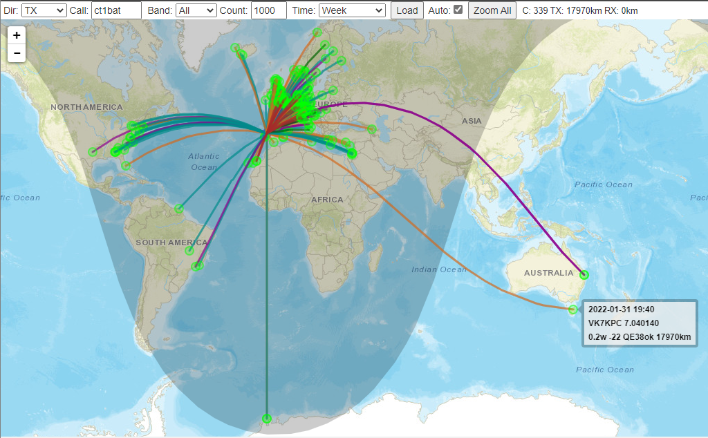 WSPR from Central Portugal 40,11x8,27 content media