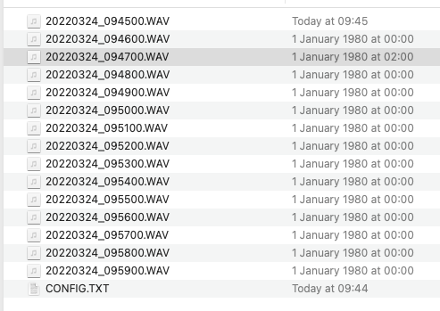 Recorded files empty after one minute (swith to 1 January 1980) content media