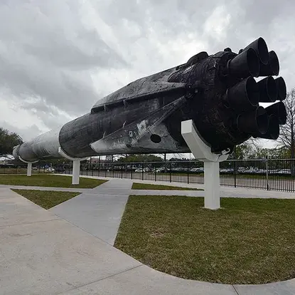 SpaceX Falcon 9 Rocket Displayed Outdoors