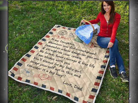 Letter air mail to my daughter love dad quilt