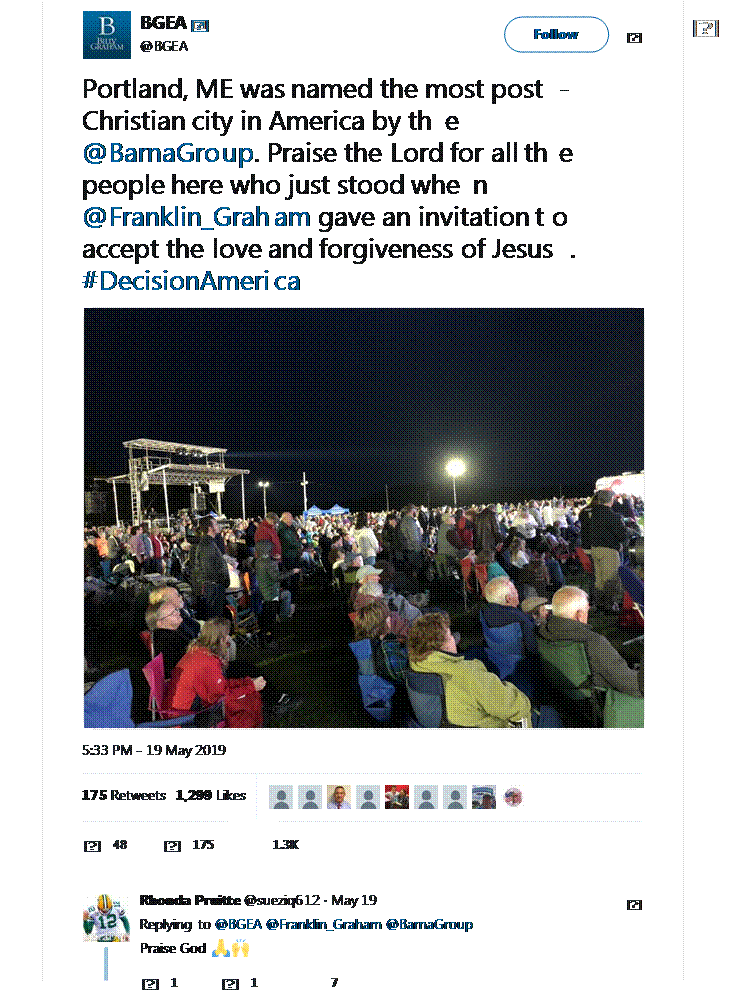 Franklin Graham in Portland ME Sunday night content media