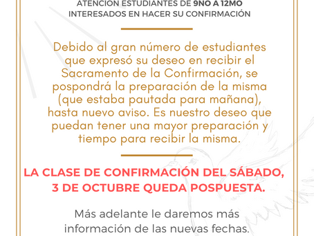 Atención estudiantes de 9no a 12mo interesados en hacer la Confirmación