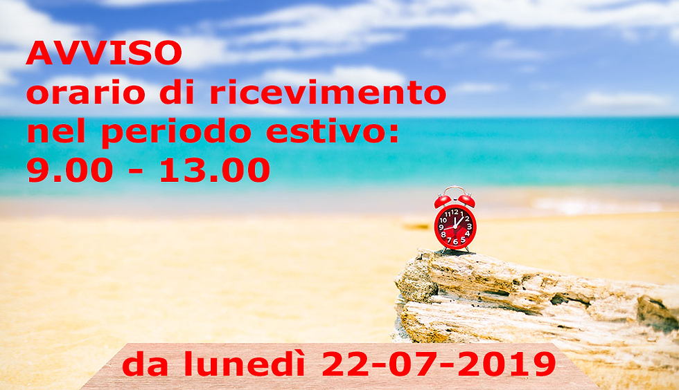 Orario estivo di ricevimento